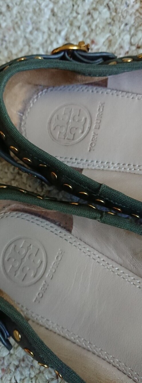 Tory Burch Holden gold tone Studded hunter green Ballet Flats size 7 - Picture 10 of 14